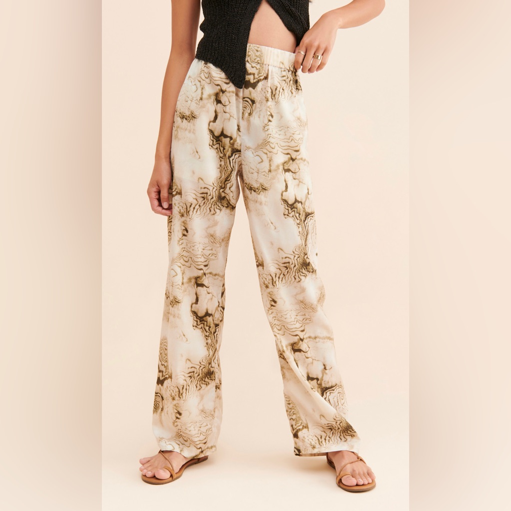 Caara Leece Marble Pants - Size M - Color Ivory Multi - Worn Once